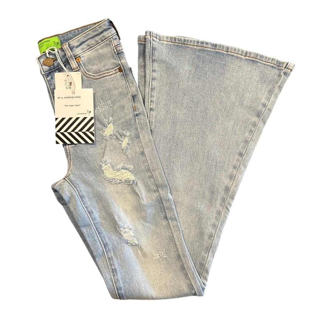 NWT SR vs Sandrine Rose Light Wash Flare Jeans Women's Size 24